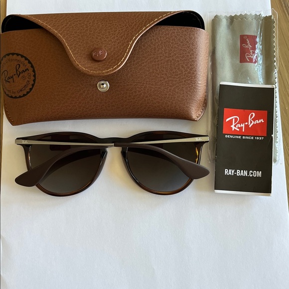 Tortoiseshell Brown Polarized "Erika" Ray Bans with Case - Picture 4 of 5